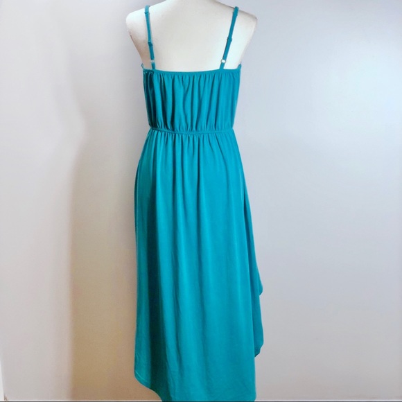 Toxik3 Teal Empire Waist Hi Lo Boho Tank Dress - Picture 5 of 8
